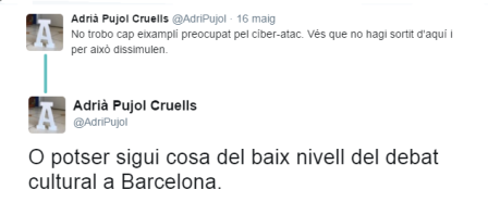 O potser sigui cosa del baix nivell del debat cultural a Barcelona @AdriPujol