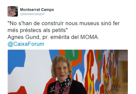 &quot;No s'han de construïr nous museus sinó fer més préstecs als petits&quot; Agnes Gund @MontseCampsP
