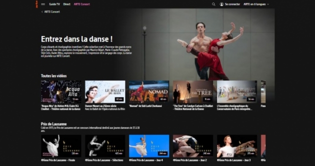 Emissions d’espectacles de dansa a la plataforma web d’Arte. arte.tv