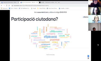Núvol de paraules creat per les participants per definir “Participació ciutadana” durant la formació
