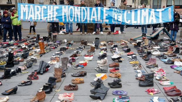 Fabien Bouchard. Climate march silent protest. COP21, Paris 2015.